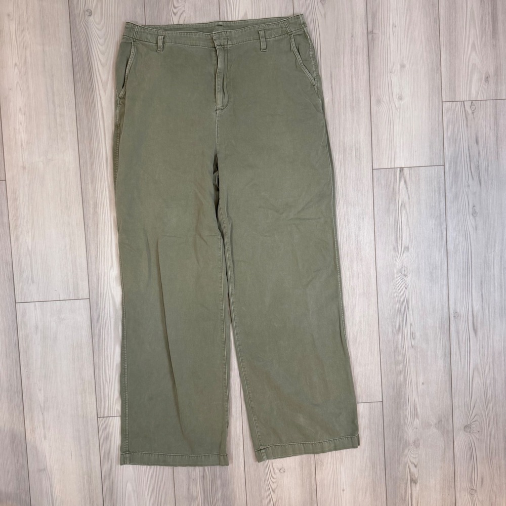 Gap High Rise Wide Leg Broken Twill Pants Army Jacket Green Tall Size 16